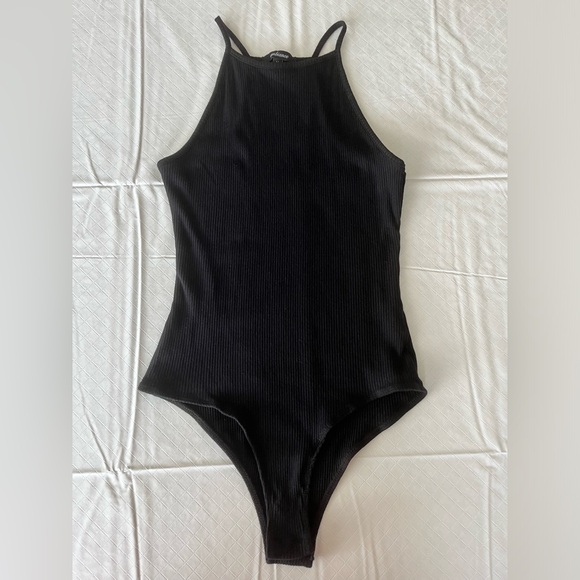 Ambiance Women’s Ribbed High Neck Black Bodysuit with Snaps sz Medium - Picture 5 of 10